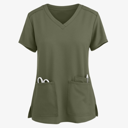 Women 3 Pocket V Neck Scrub Top